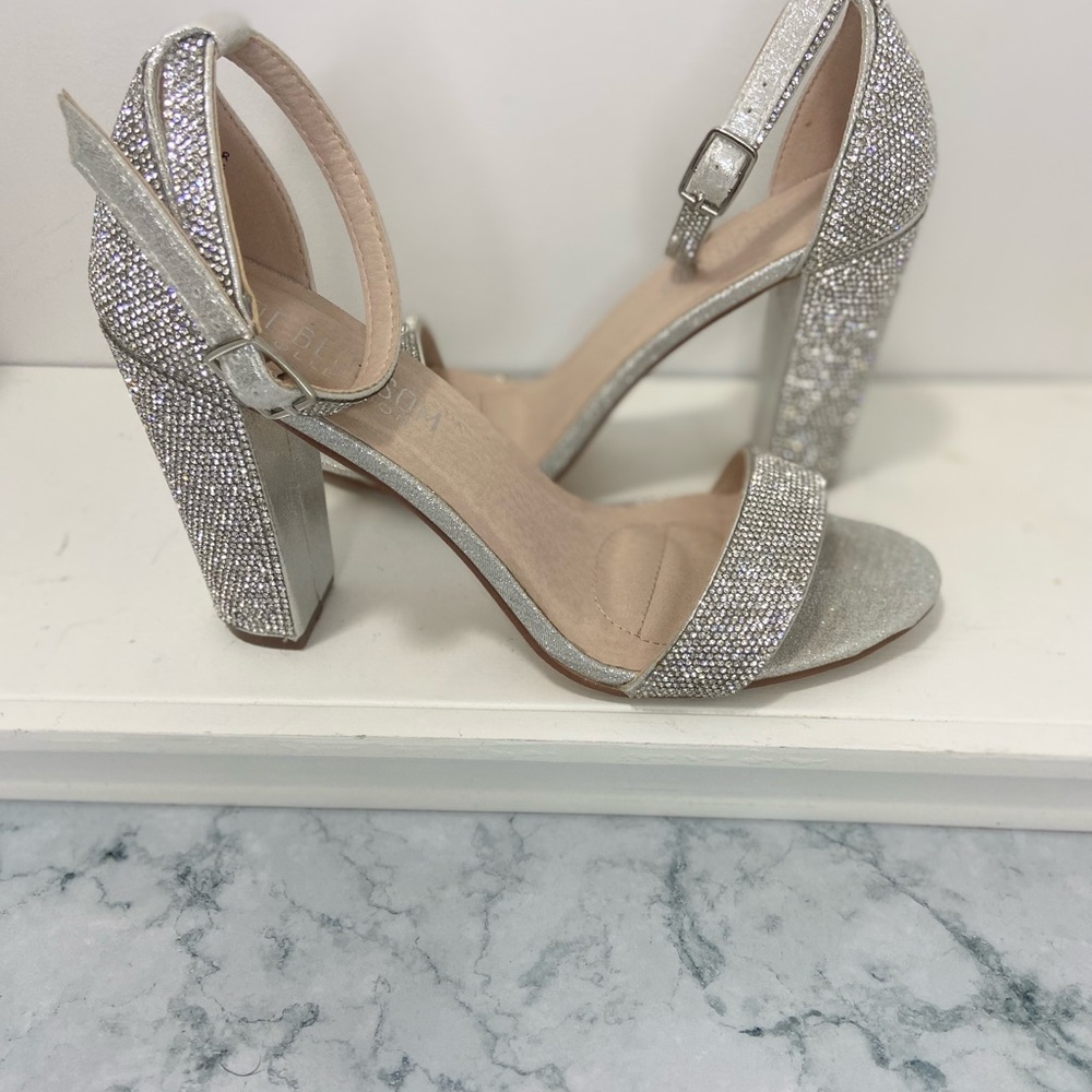 Elegant Silver Block Heel Sandals